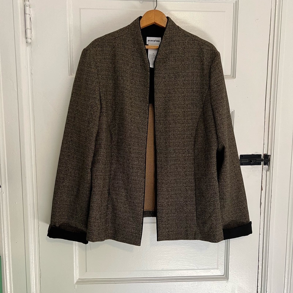 Vintage Perceptions Brown Black blazer 14